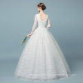 HQ181 Sexy V-neck Fashion Wedding Dress Bridal Gown Plaid Organza Ball Gown Long Sleeve Wedding Dress